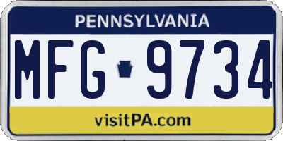 PA license plate MFG9734