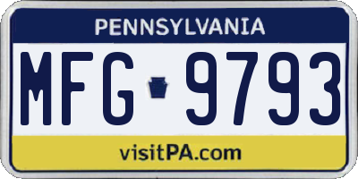 PA license plate MFG9793