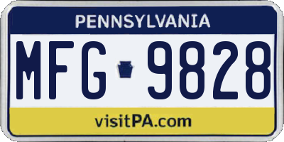 PA license plate MFG9828