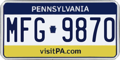 PA license plate MFG9870