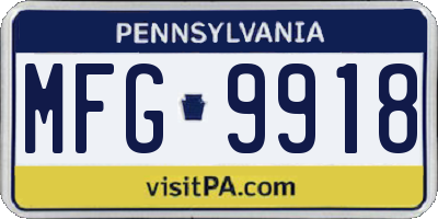 PA license plate MFG9918