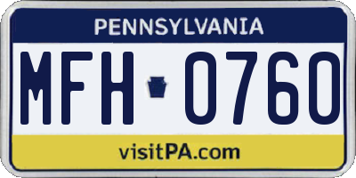 PA license plate MFH0760
