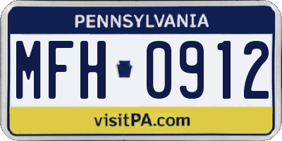PA license plate MFH0912