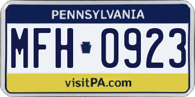 PA license plate MFH0923