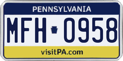 PA license plate MFH0958