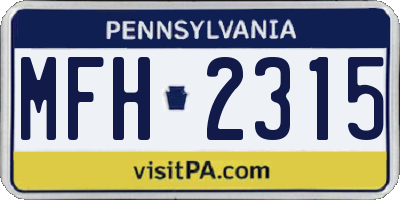 PA license plate MFH2315