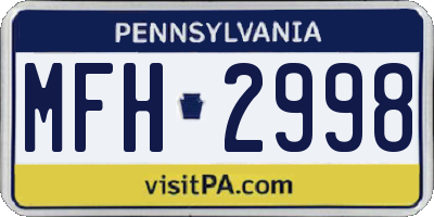 PA license plate MFH2998