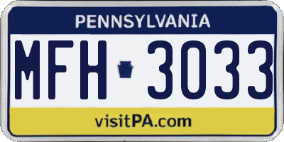 PA license plate MFH3033