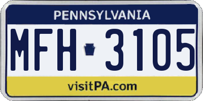 PA license plate MFH3105
