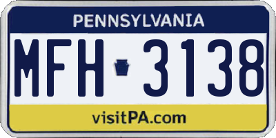 PA license plate MFH3138