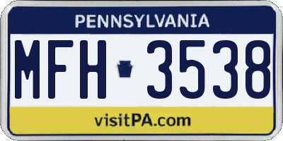 PA license plate MFH3538
