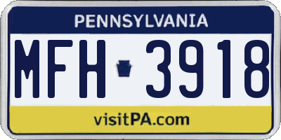PA license plate MFH3918