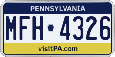 PA license plate MFH4326