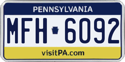 PA license plate MFH6092