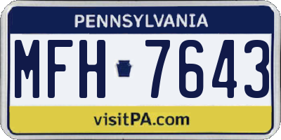 PA license plate MFH7643