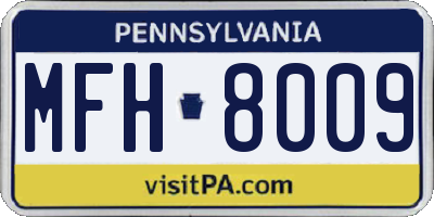 PA license plate MFH8009