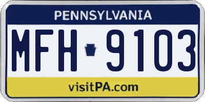 PA license plate MFH9103