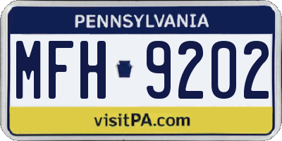 PA license plate MFH9202