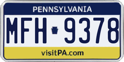 PA license plate MFH9378