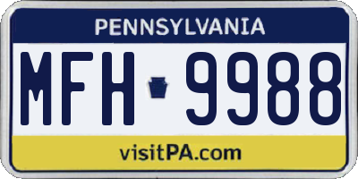 PA license plate MFH9988