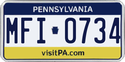 PA license plate MFI0734
