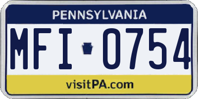 PA license plate MFI0754