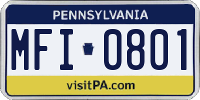 PA license plate MFI0801