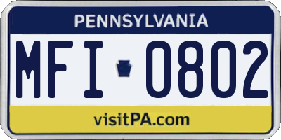 PA license plate MFI0802