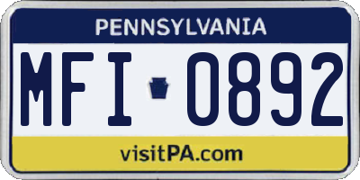 PA license plate MFI0892