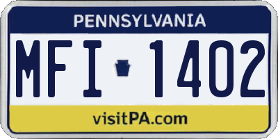 PA license plate MFI1402