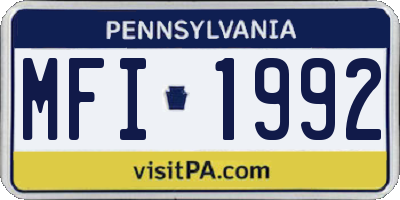 PA license plate MFI1992