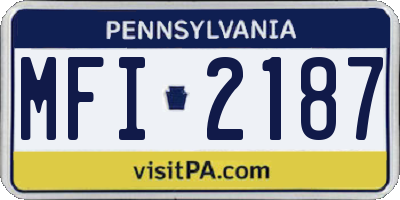 PA license plate MFI2187