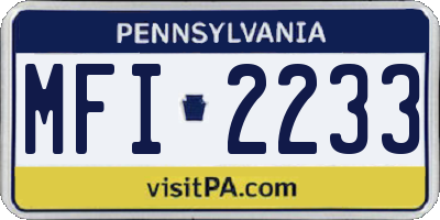 PA license plate MFI2233