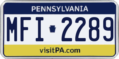 PA license plate MFI2289