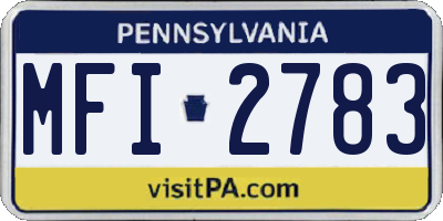 PA license plate MFI2783