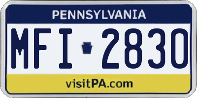 PA license plate MFI2830