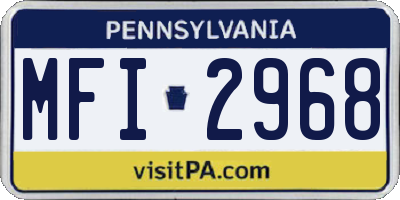 PA license plate MFI2968