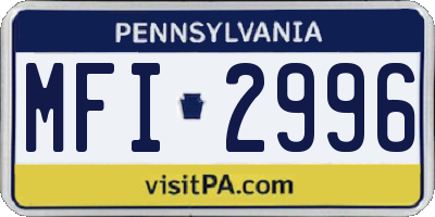 PA license plate MFI2996