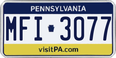 PA license plate MFI3077