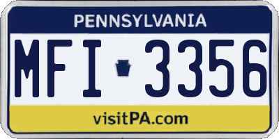 PA license plate MFI3356
