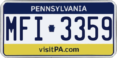 PA license plate MFI3359