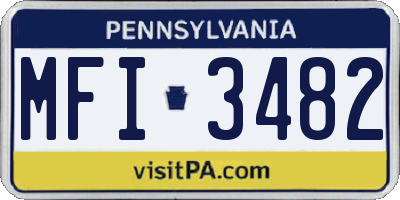 PA license plate MFI3482