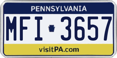 PA license plate MFI3657