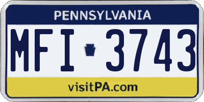 PA license plate MFI3743