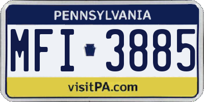 PA license plate MFI3885