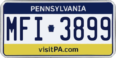 PA license plate MFI3899