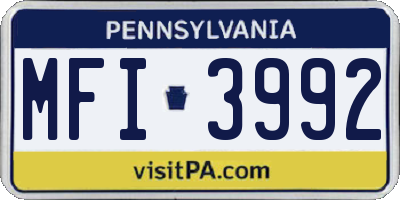 PA license plate MFI3992
