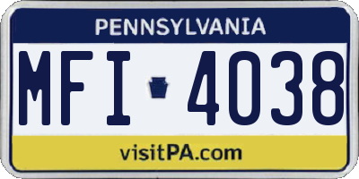 PA license plate MFI4038