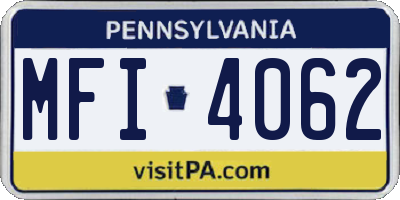 PA license plate MFI4062
