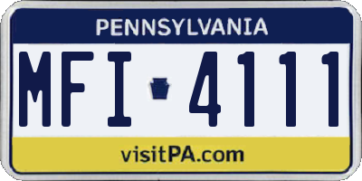 PA license plate MFI4111